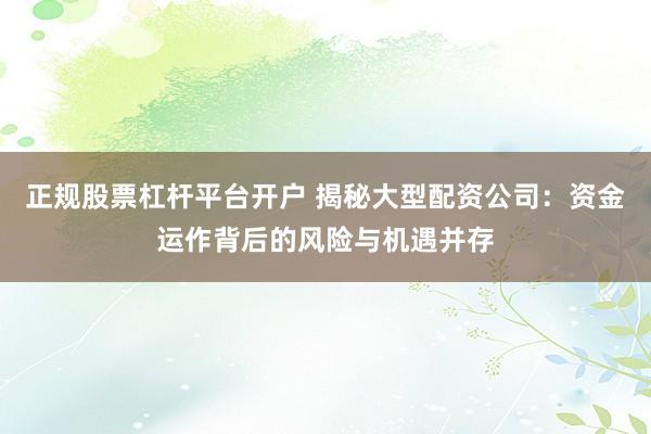 正规股票杠杆平台开户 揭秘大型配资公司：资金运作背后的风险与机遇并存