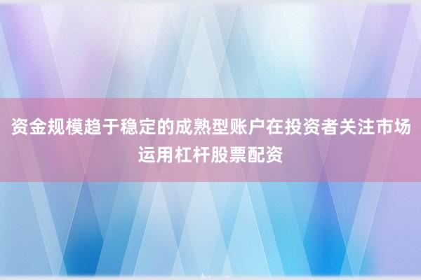 资金规模趋于稳定的成熟型账户在投资者关注市场运用杠杆股票配资