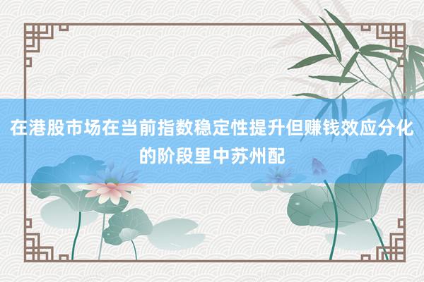在港股市场在当前指数稳定性提升但赚钱效应分化的阶段里中苏州配