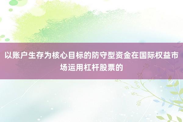 以账户生存为核心目标的防守型资金在国际权益市场运用杠杆股票的
