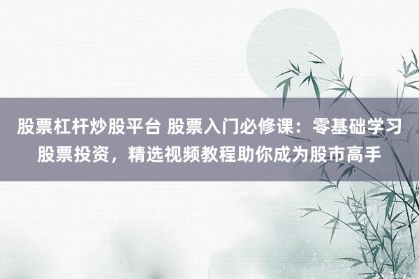 股票杠杆炒股平台 股票入门必修课：零基础学习股票投资，精选视频教程助你成为股市高手