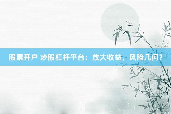 股票开户 炒股杠杆平台：放大收益，风险几何？